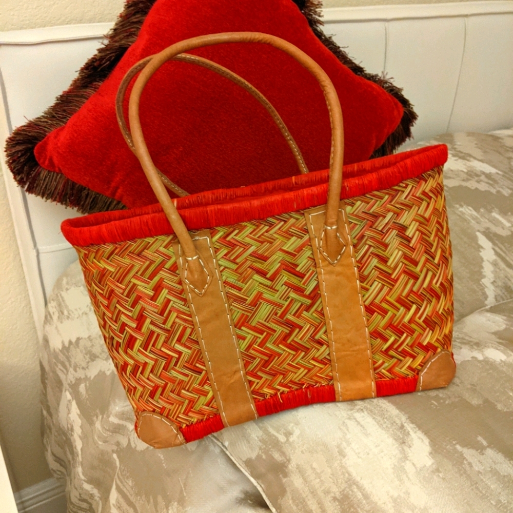 🇬🇧 ENGLISH WOVEN STRAW BASKET HANDMADE
